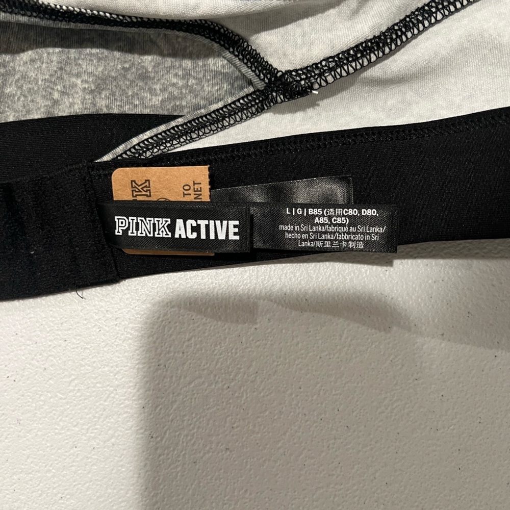Active USA Heathered Gray and Black Sports yoga athletic Bra L - Picture 6 of 12